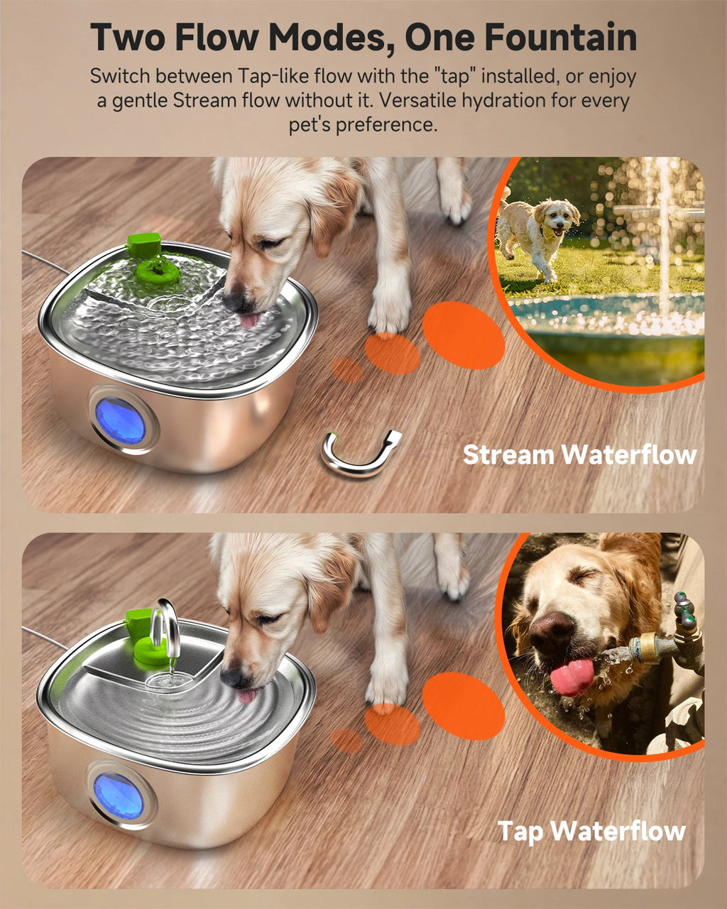 7L Dog Water Fountain, 304 Stainless Steel
