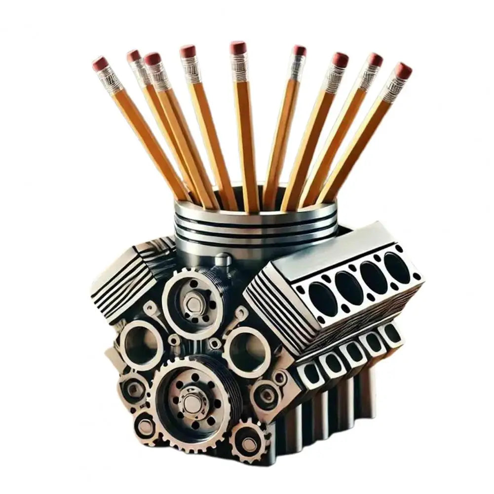 Creative Desktop Pencil Holder; V8 Car Engine