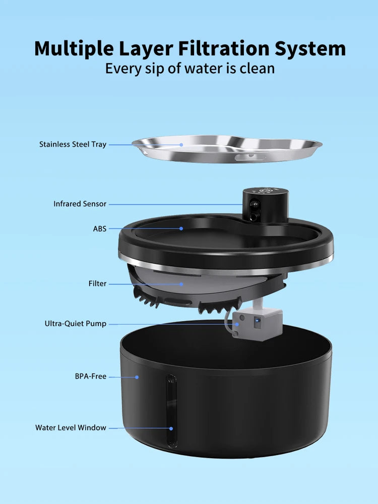 3L Stainless Steel Pet Water Fountain
