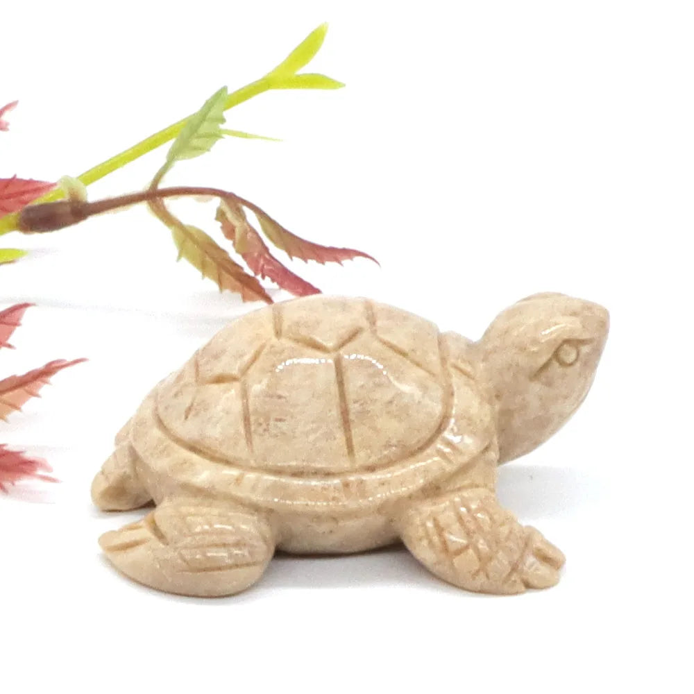 2.3" Sea Turtle Statue Natural Stone Coral Jade Carved Reiki Healing Crystal Animal Figurine Feng Shui Crafts Home Decoration
