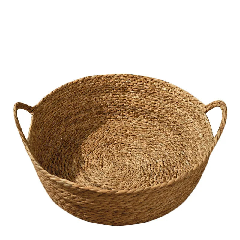 Handmade Bamboo Wisteria, Cattail Woven Storage Basket