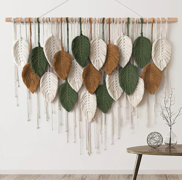 Handmade Boho Cotton Leaf Macrame Wall Art