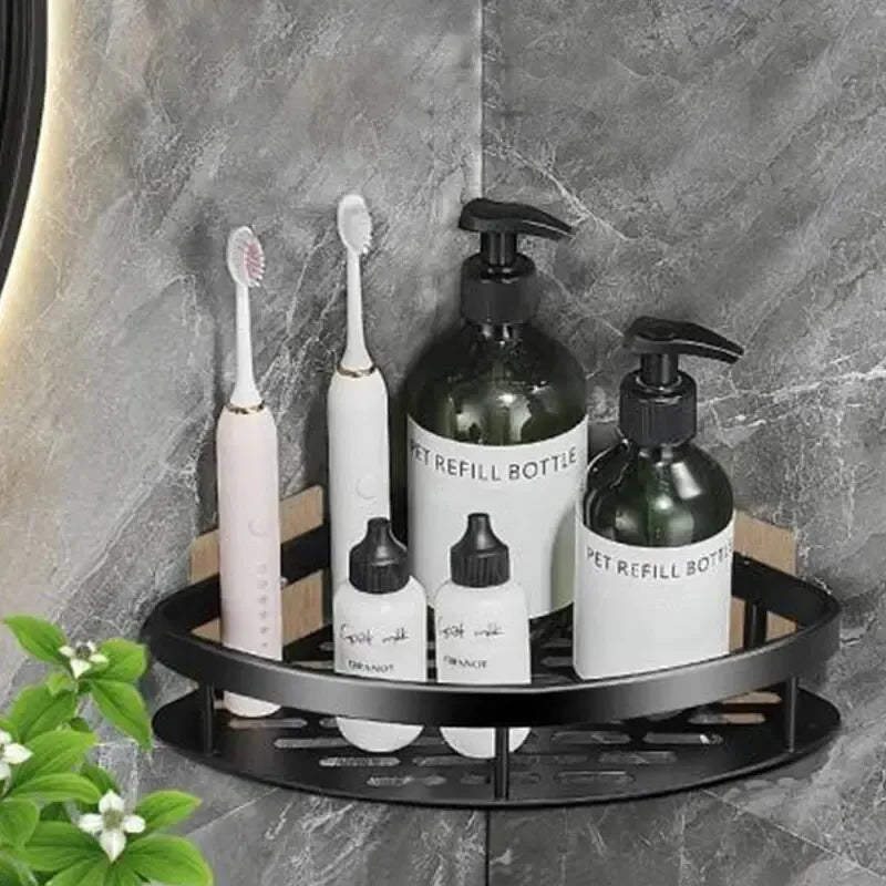 Shower Straight or Corner Shelves; No-Drill Wall Mount