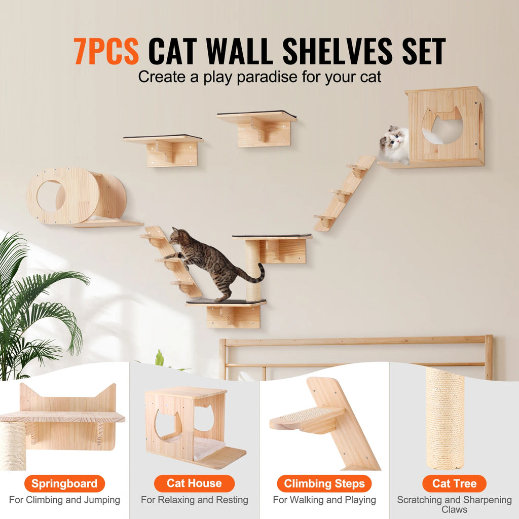 Wall Mounted Cat Shelves, Perches, Jumping Boards