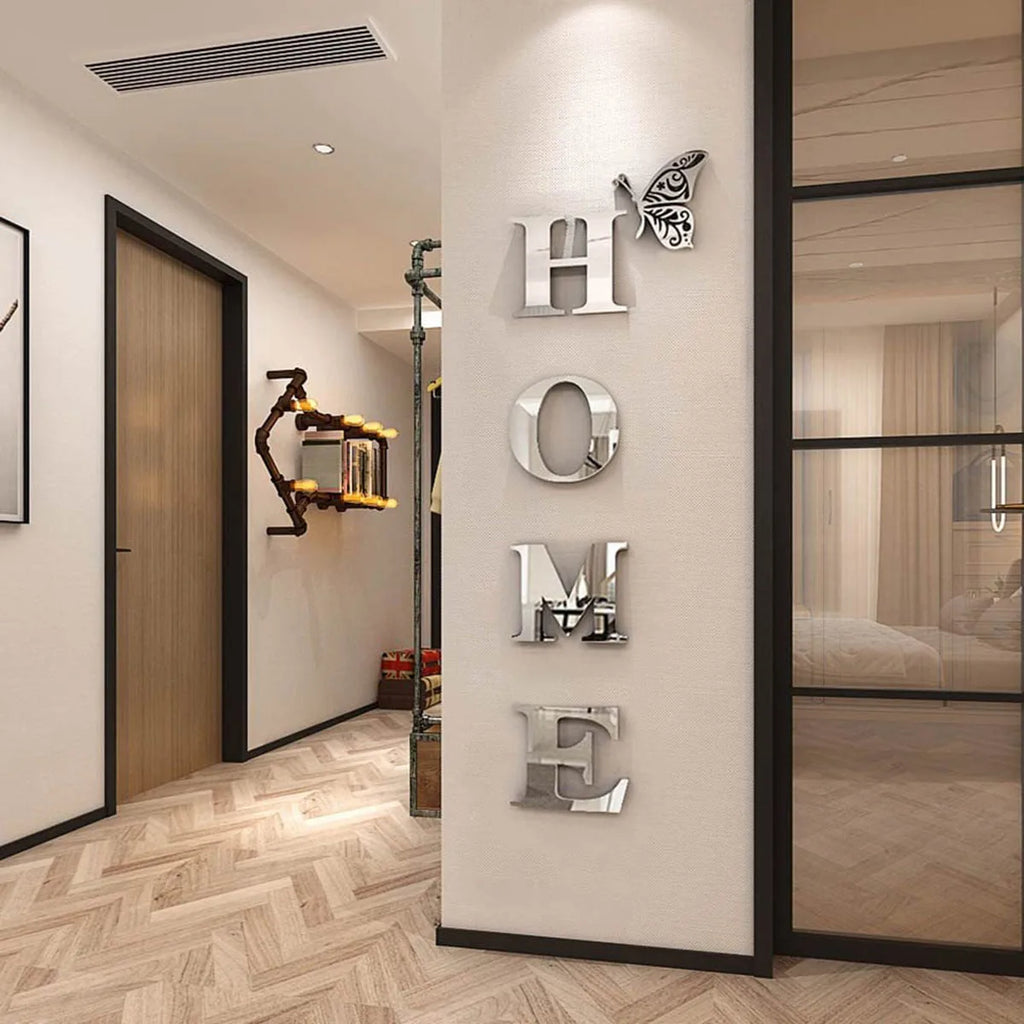 HOME Logo 3D Mirror Wall Entrance Decoration