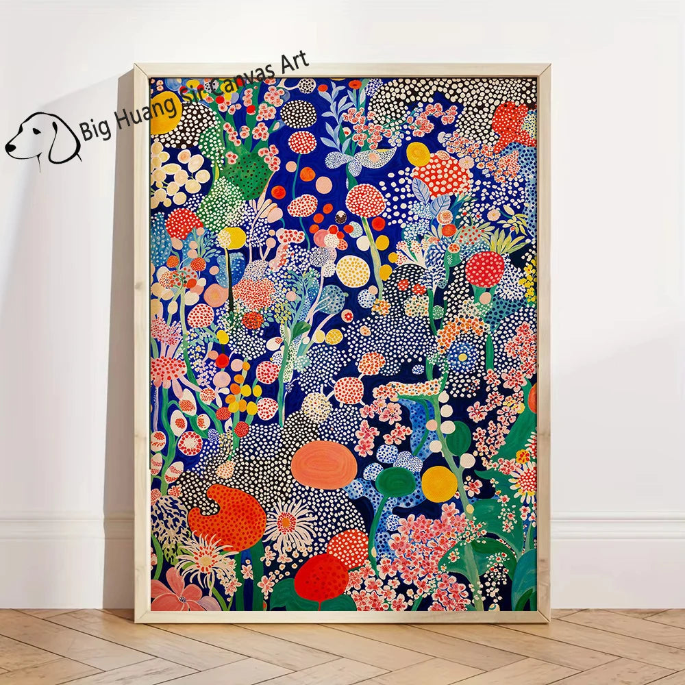 Yayoi Kusama Inspired Botanical Retro Artwork Prints
