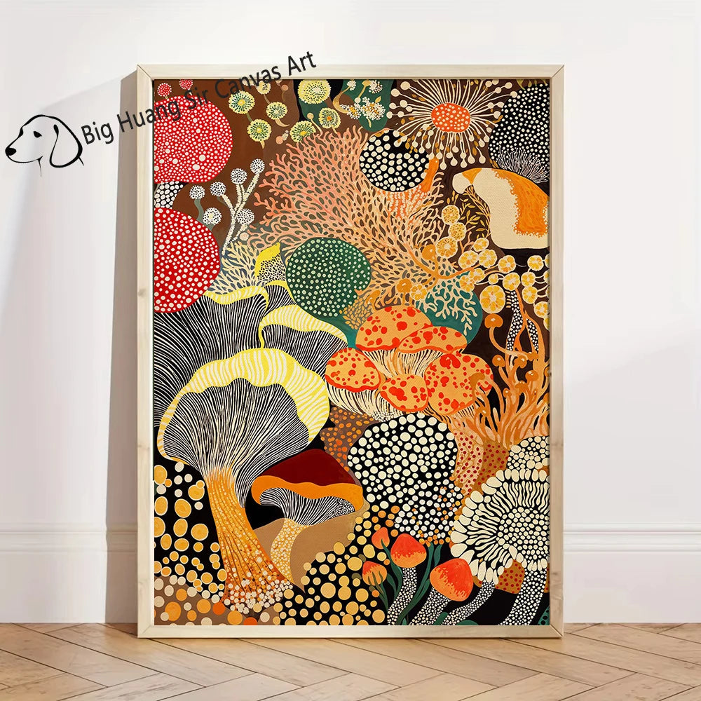 Yayoi Kusama Inspired Botanical Retro Artwork Prints