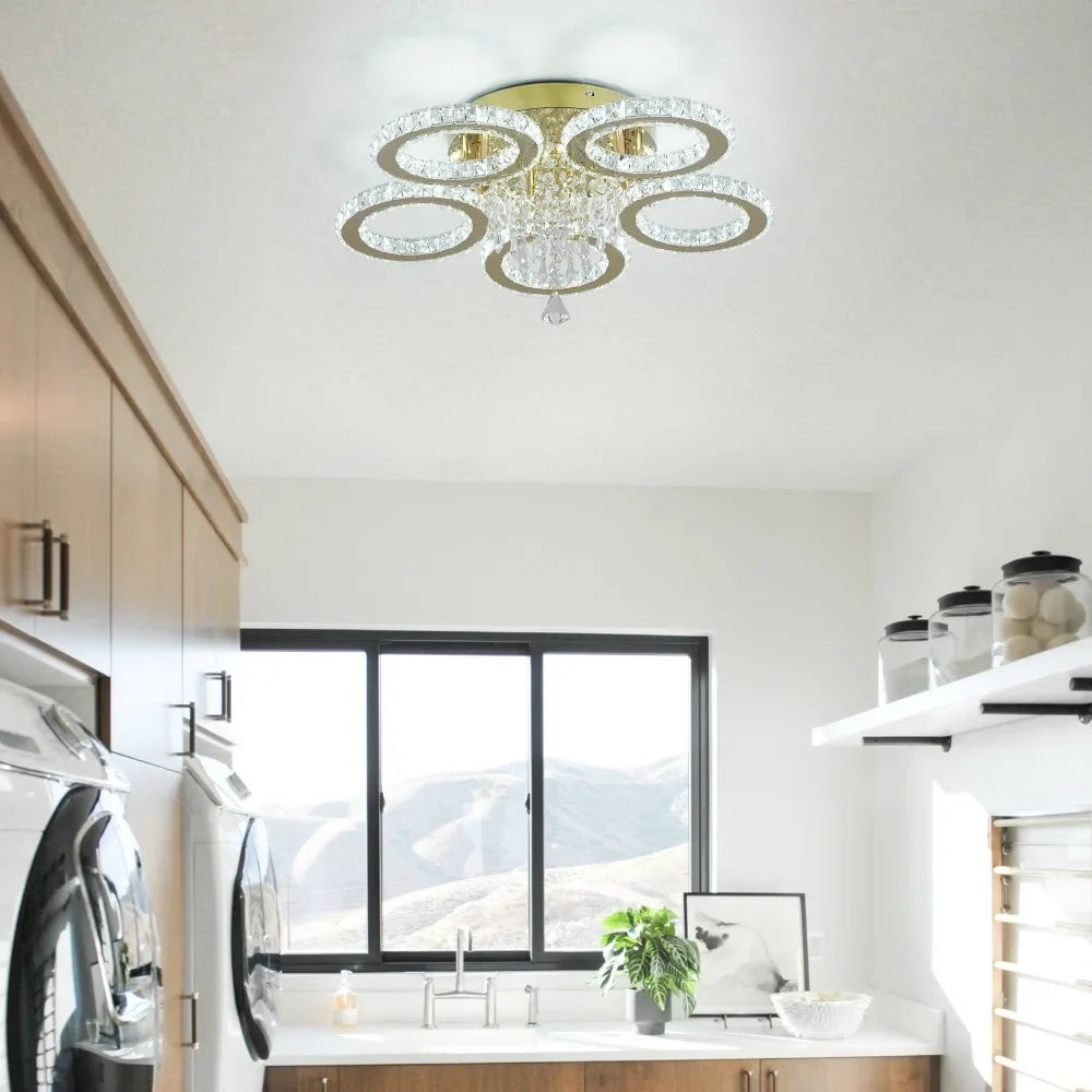 Luxury LED Crystal Ceiling Chandelier, 5-Ring or 3-Ring