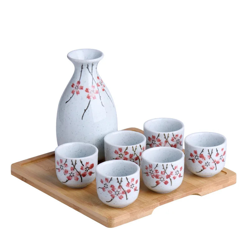 Japanese Ceramic Sake Pot & Cups Set