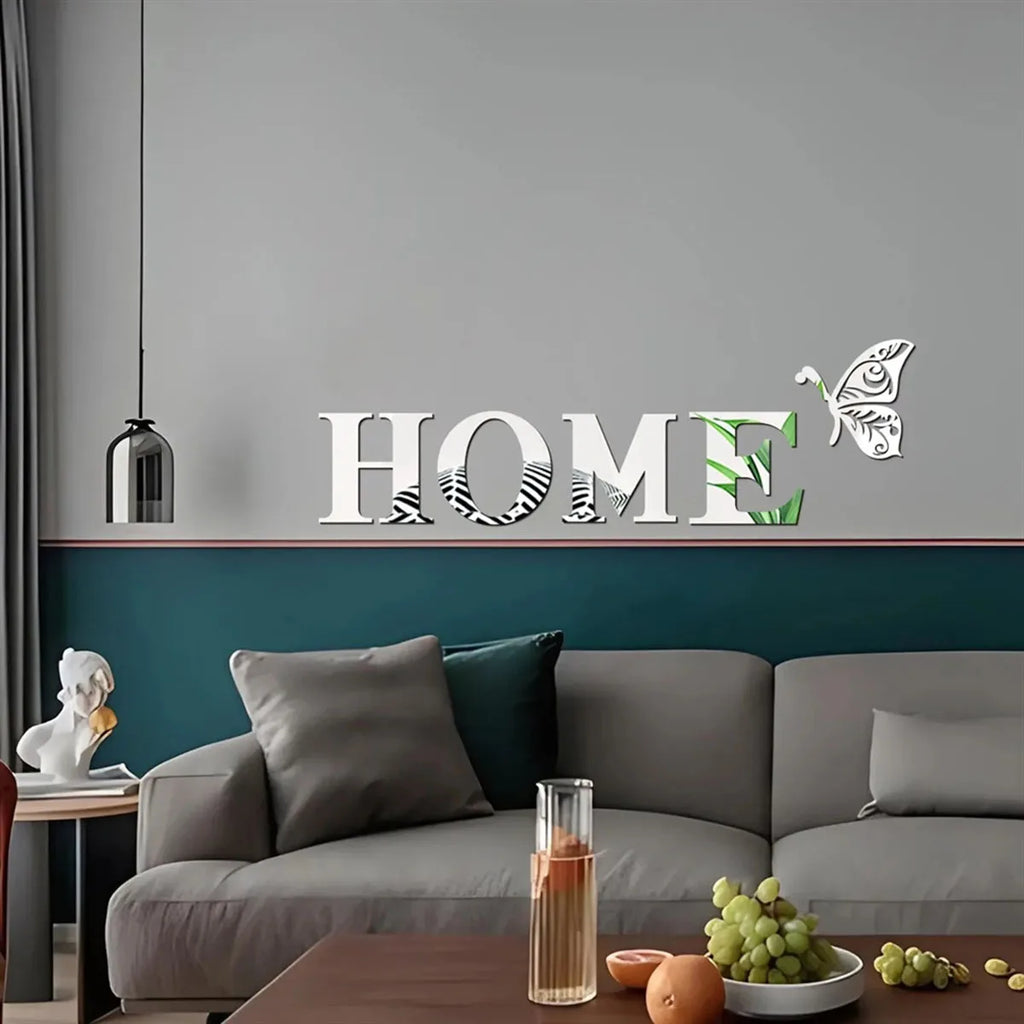 HOME Logo 3D Mirror Wall Entrance Decoration