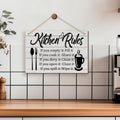 Kitchen Wooden Rules Decor Plaque with Utensils