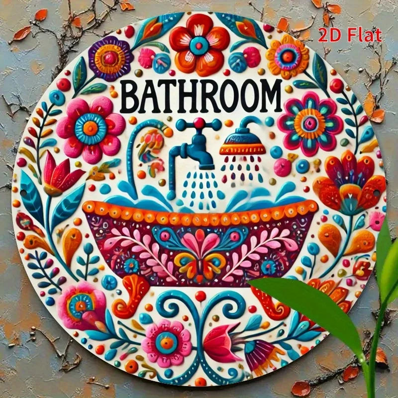 Vintage Bathroom Floral Wall Plaque