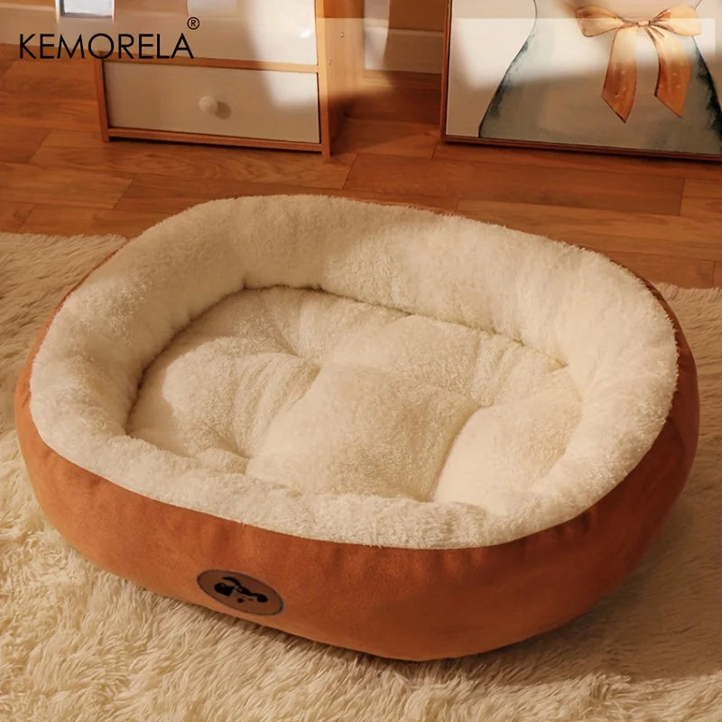 Plush Oval Pet Bed for Dogs and Cats